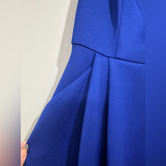 Elegant Blue Off the Shoulder Mini Dress - Picture 3 of 4